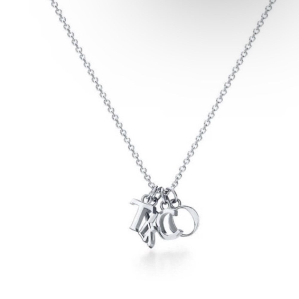 Tiffany & Co Sterling Silver Blue Dangle Love Pendant 18 - 20 inches